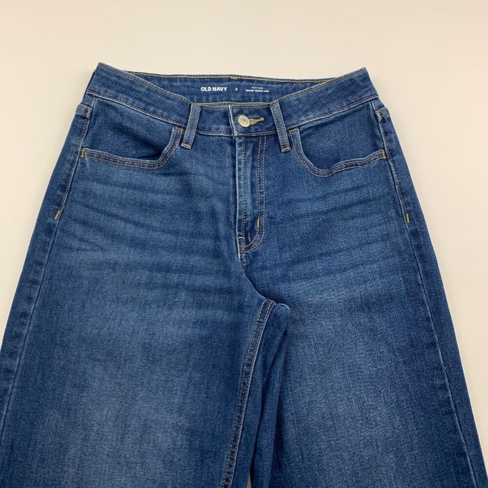 Old Navy New Moon Blue Denim WOW High Rise Wide Leg Jeans 2 - Picture 2 of 6
